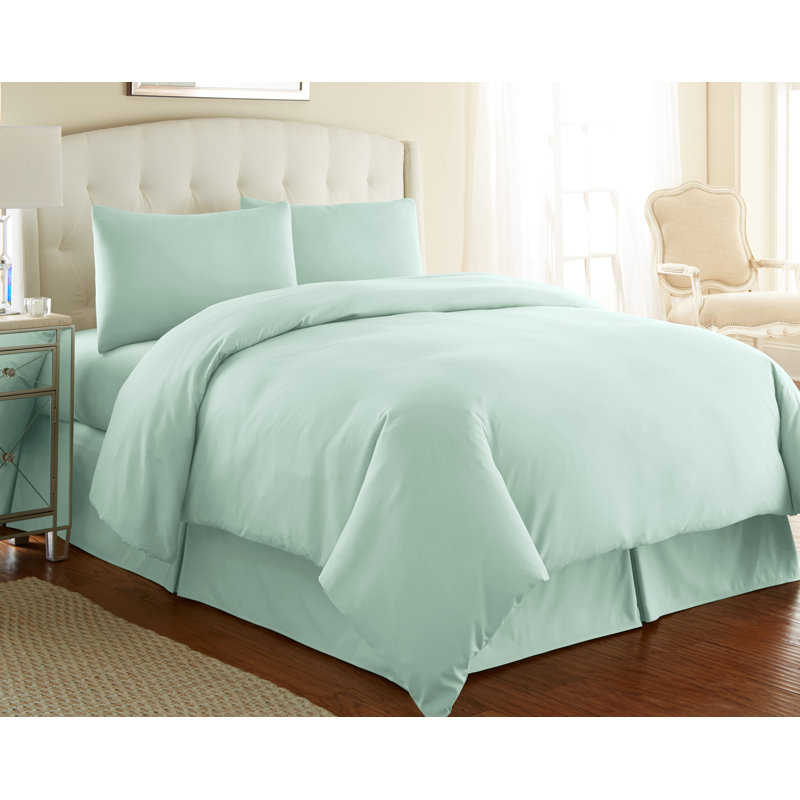 Southshore Fine Linens Microfiber Duvet Cover Set with shams, Twin/Twin XL Duvet Cover + 1 Standard Sham, Hint of Green