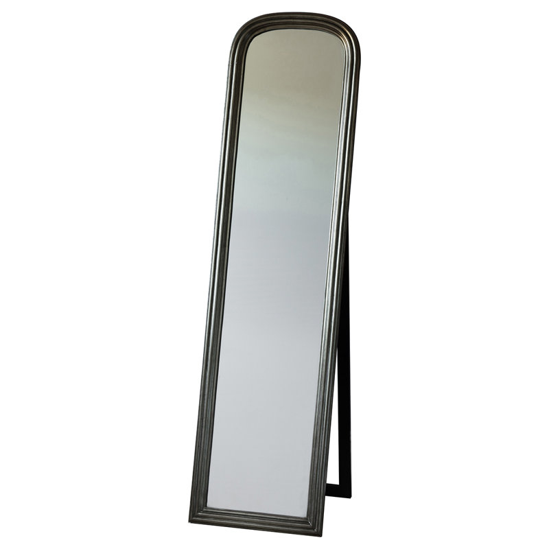 Aaliyah Wood Flat Floor Mirror, Brushed Brass