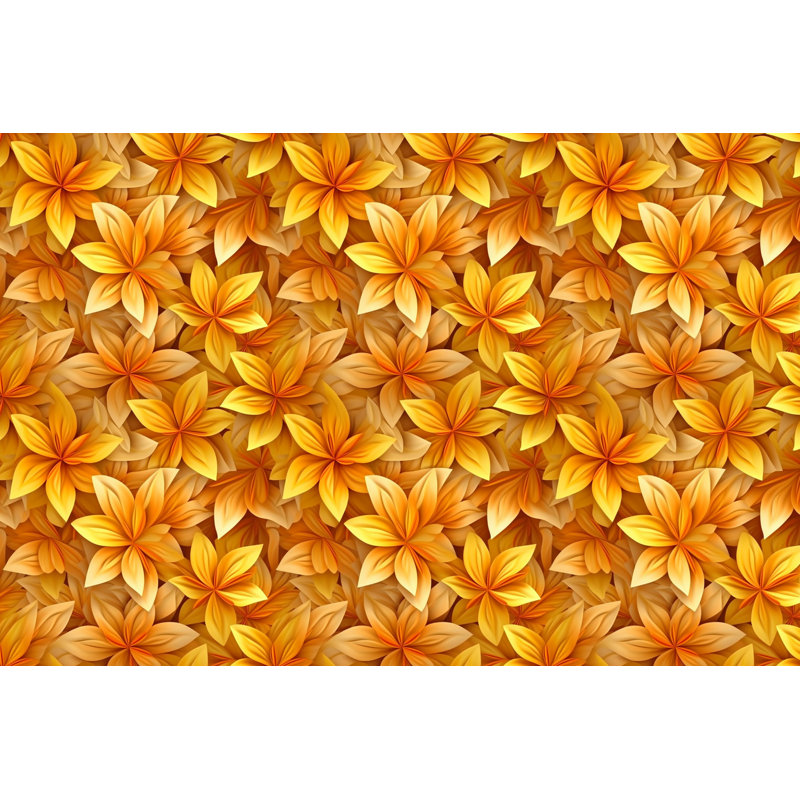 Machine Printed Comforter, Twin Extra Long Comforter, Gold/Orange Floral