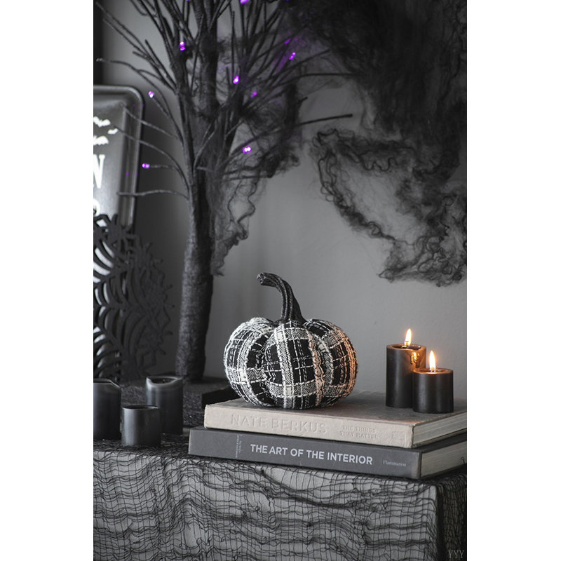 7 x 7 x 7 po tissu citrouille à carreaux noir et blanc clair, pour la décoration d'Halloween des Fêtes