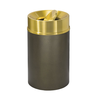 Poubelle Glaro Tip Action - 33 gallons - Corps veiné bronze / couvercle laiton satiné