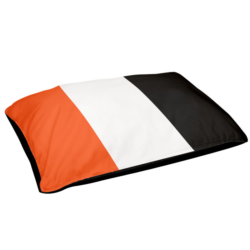 Coussin de lit pour chien Cincinnati, Petit (l 28 po x P 18 po x H 6 po), Orange / blanc / noir