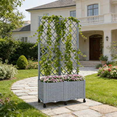 Boîte à fleurs d'extérieur élégante, lit de jardin surélevé mobile, brun