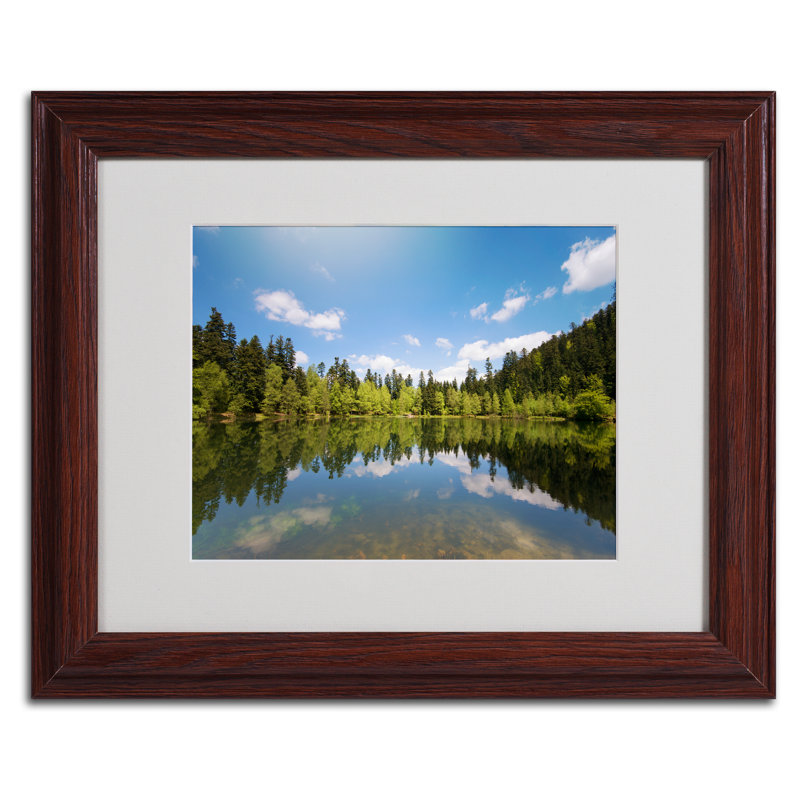 Lake Maix Landscape Canvas Art with Dark Wood Frame