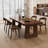 Nut-brown Rectangular Solid Wood Dining Table-966397284