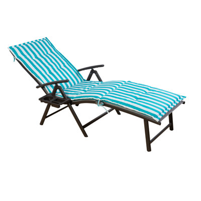 Nadire Cozy Aluminum Reclining Lounge Chair with Cushion Drink Holder Adjustable Assemble-Free by Breakwater Bay