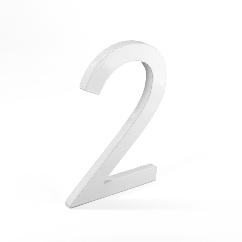 l 4 pi 5 po x Numéro de maison à fixation flottante, 2, Blanc
