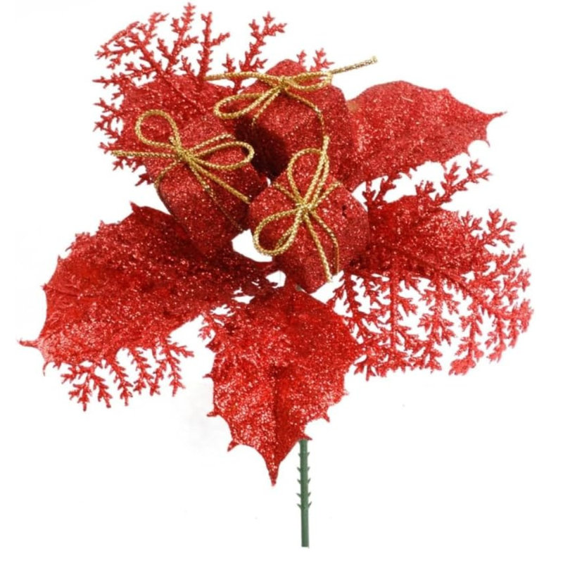 Ensemble de couronne de Noël à faire soi-même de 61 cm (24 pouces) avec des décorations de houx rouges pailletées et des boîtes-cadeaux