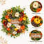 Couronne florale d'automne de 61 cm avec panneau de bienvenue pour porte d'entrée