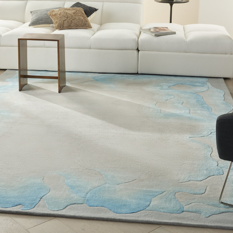 Tapis prismatique Nourison bleu brume de mer, Rectangle 9 pi 9 po x 13 pi 9 po