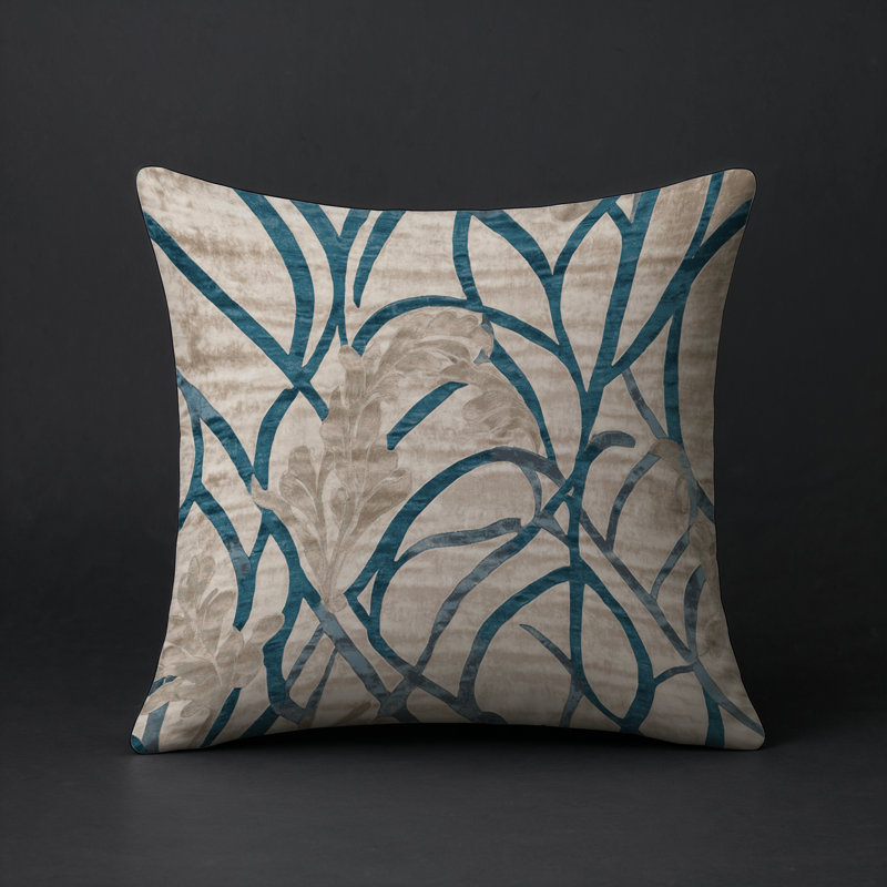 Coussin décoratif intérieur / extérieur gris Modern Modern, Carré 16 po, Beige / vert / brun abstrait