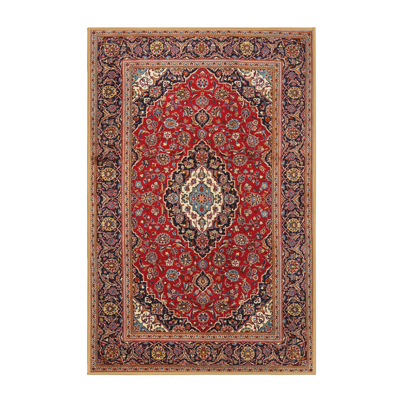 Tapis oriental beige / rouge / orange Anil, Rectangle 5 pi x 7 pi