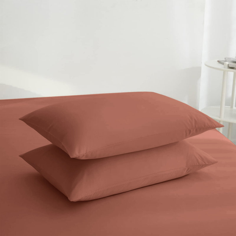4-Piece Microfiber Duvet Cover Set – Pillowcases & Fitted Sheet, Peach, Single Duvet Cover  + 3 Additional Pieces