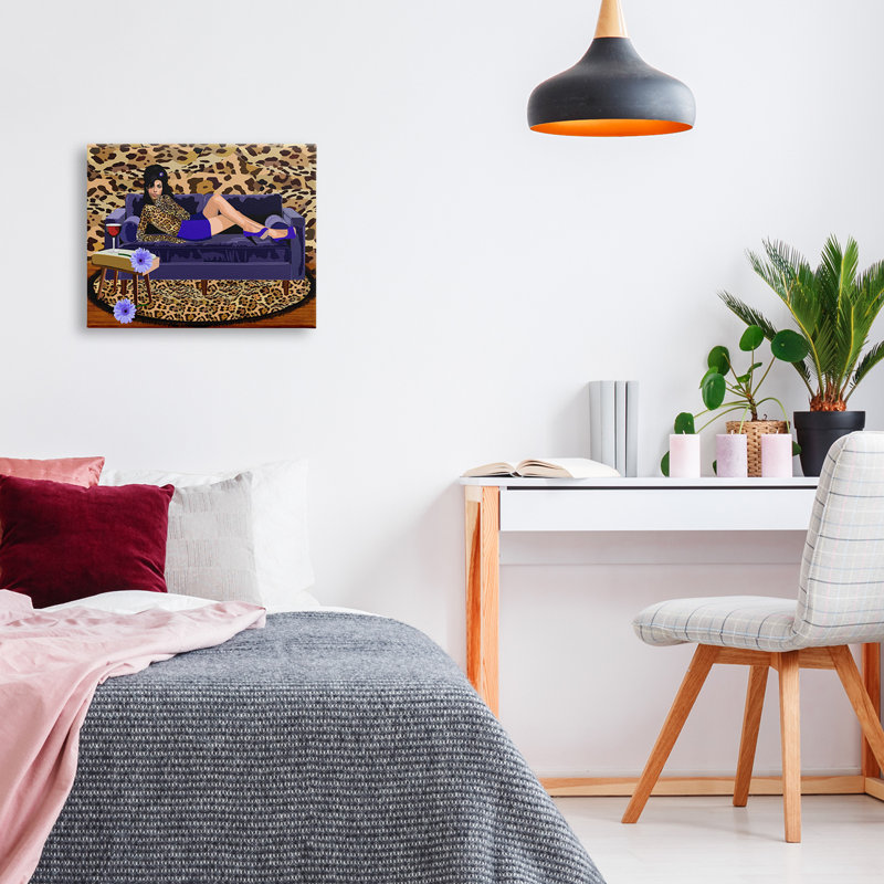 " Bold Winehouse Portrait Abstract Leopard Pattern Sofa " by Lynnda Rakos, Wrapped Canvas, 16" H x 20" W