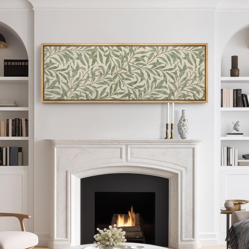 «Abstract Botanical Verdant Whisper Lush Foliage», reproduction encadrée sur toile, H 20 po x l 60 po, Natural