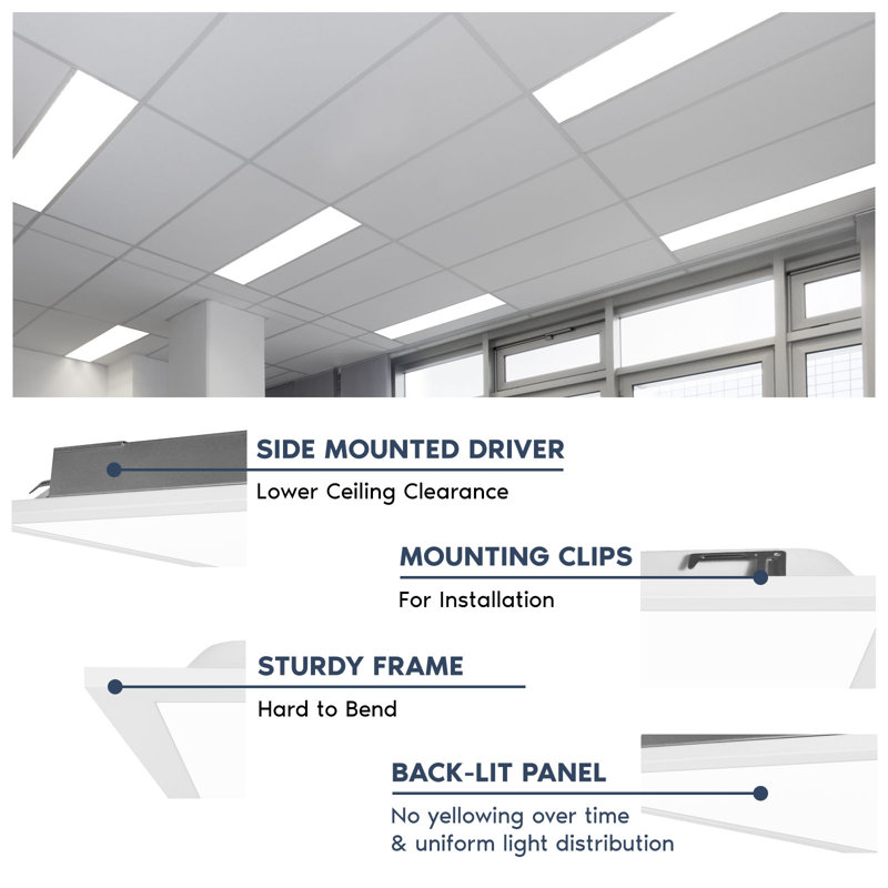 White Aluminum 48'' Adjustable LED Flat Panel Ceiling Light