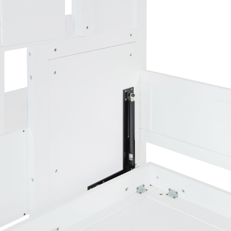 Caldara Murphy Bed With Hydraulic Lift & Desk Design, Modern Style, Space Saving, White