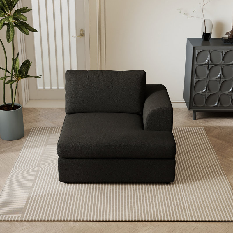 Fauteuil d'appoint rembourré à gauche Boucle, Black