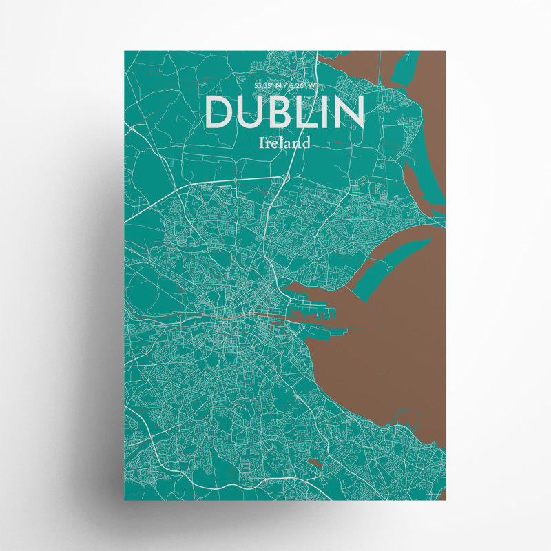 Dublin City Map In Nature - No Frame Print, 27.6cm H x 19.7cm W x 0.05cm D