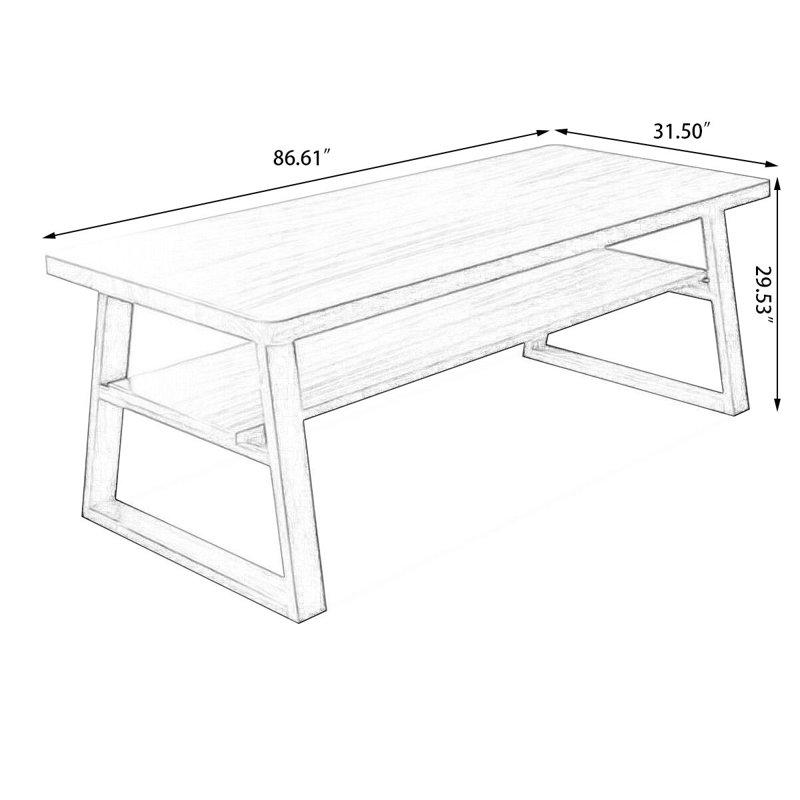 Oak Rectangular Solid Wood desk, 29.53"H x 86.61"W x 31.5"D