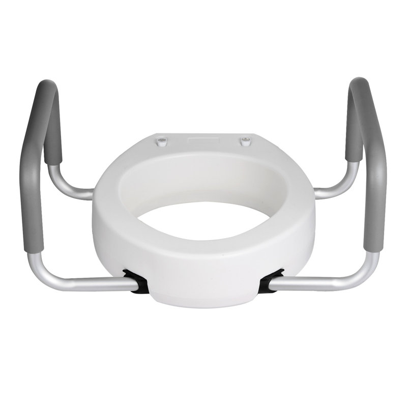 Raised Toilet Seat with Arms, 300 lbs Load Capacity, 3.5-Inch Lift Height, Widened Commode Elevated Toilet Seat Riser with Padded Handles for Seniors, Elderly, Handicap, Disabled, and Adults