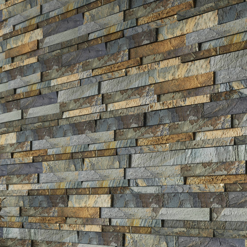 Lignes linéaires 6 po x 12 po Carrelage mural en quartzite, Coucher de soleil