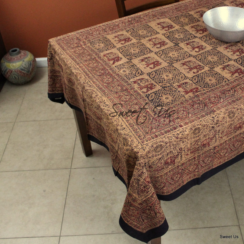 Nappe 100% coton Floral, L 90 po x l 60 po, Rust Brown