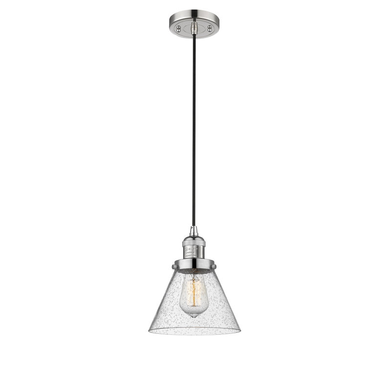 Luminaire suspendu 1 lumière à cône simple Pompa, Grainé, Bronze huilé, H 9,13 po x l 7,75 po x P 7,75 po