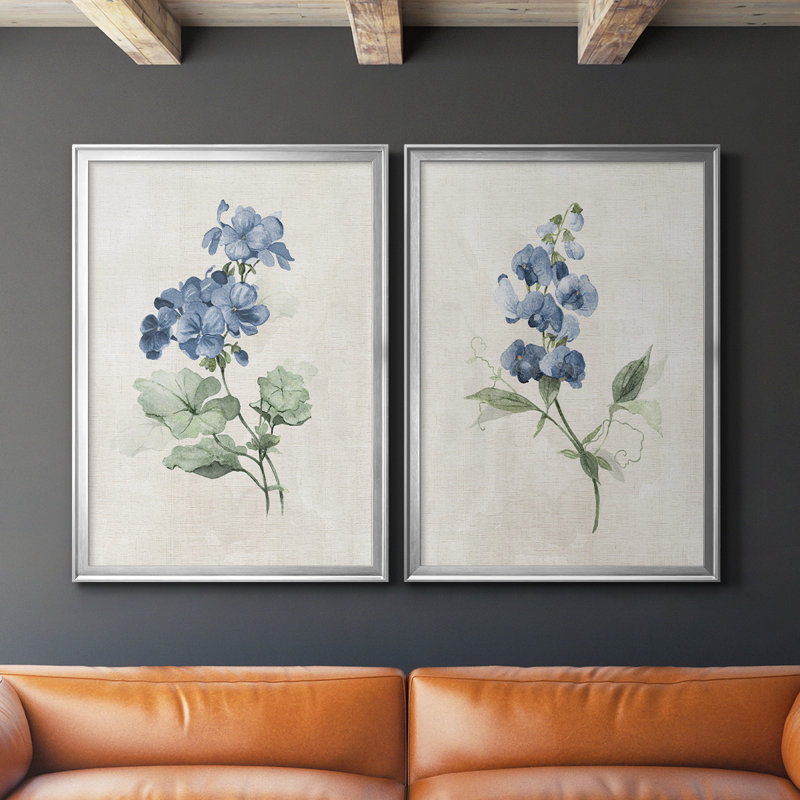 Farmhouse Periwinkle I, toile encadrée de qualité supérieure - prête à être accrochée, Argent