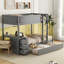 Lit superposé gris Twintwin avec bureau, rangement et lit gigogne simple - Améliorez la polyvalence de votre chambre à coucher en matière de rangement fonctionnel.