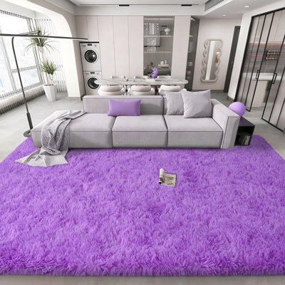 Solid Rug Soft Fluffy Purple Indoor Area Rug for Living Room Bedroom Nursery Kids Room