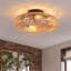 Ventilateur de plafond Socher 20'' style bohème bohème en rotin avec cage, ensemble d'éclairage et télécommande