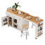 Îlot de cuisine 85,5 po avec table de salle à manger extensible, table de rangement avec 3 tablettes latérales ouvertes, îlot de cuisine roulant avec prise de courant, 3 tiroirs, 2 portes-1578366129