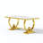 70" Glass Dining Table Set Of 5, Double U-Shaped Polished Stainless Steel Base, 10Mm Thick Tempered Glass Top And Velvet Upholstered Nailhead Chairs-413304895-413304889