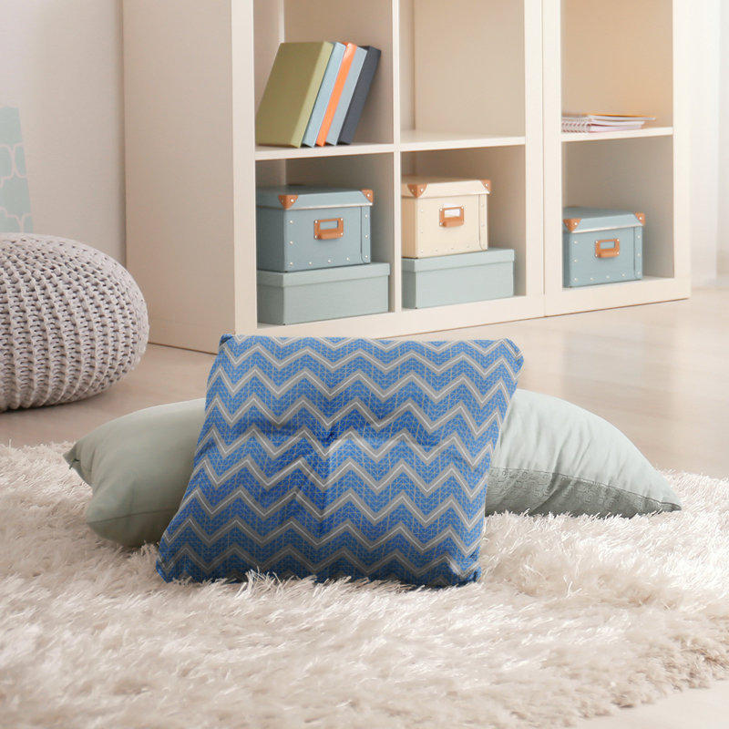 Coussin Rhonda Cheval, 26 po x 26 po, Bleu clair / jaune