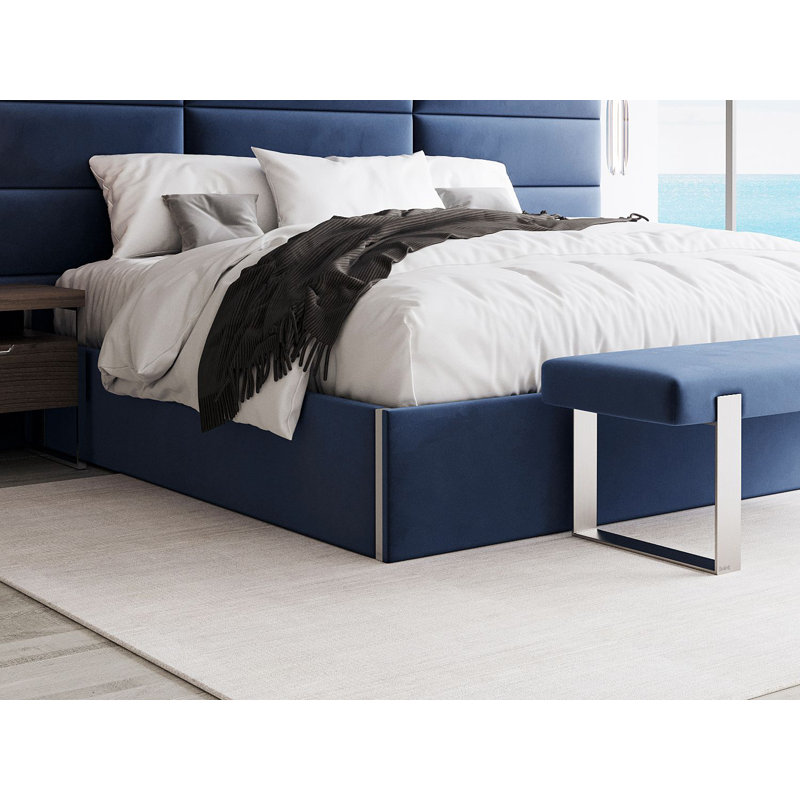 Rhem Upholstered Bed, Navy, 150 x 200 cm