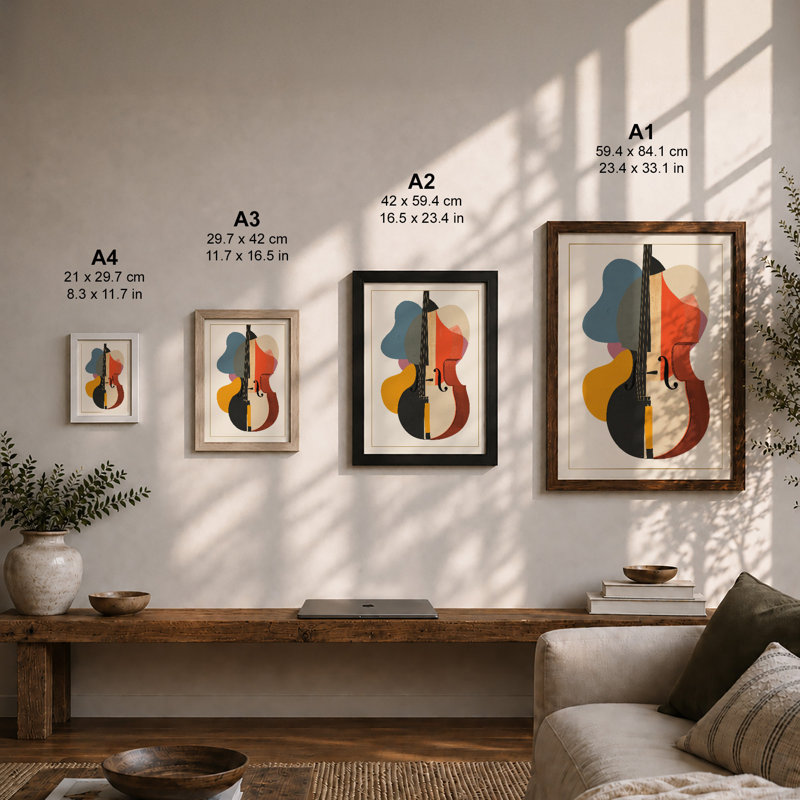 Violin Geometric - Framed Print, A4 - 29.7 x 21.0 cm, Unframed