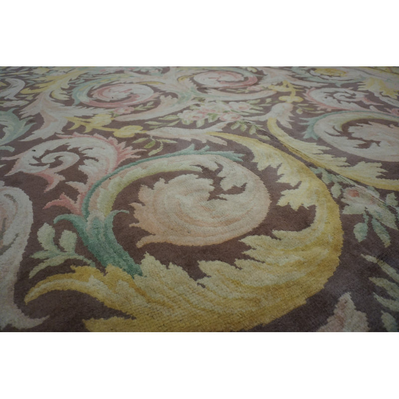 Tapis antique français surdimensionné à motif floral Savonnerie