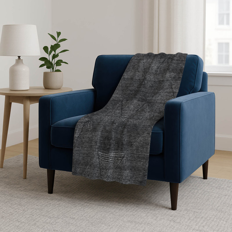 Jeté géométrique Addison Sherpa ASB777, Gris anthracite