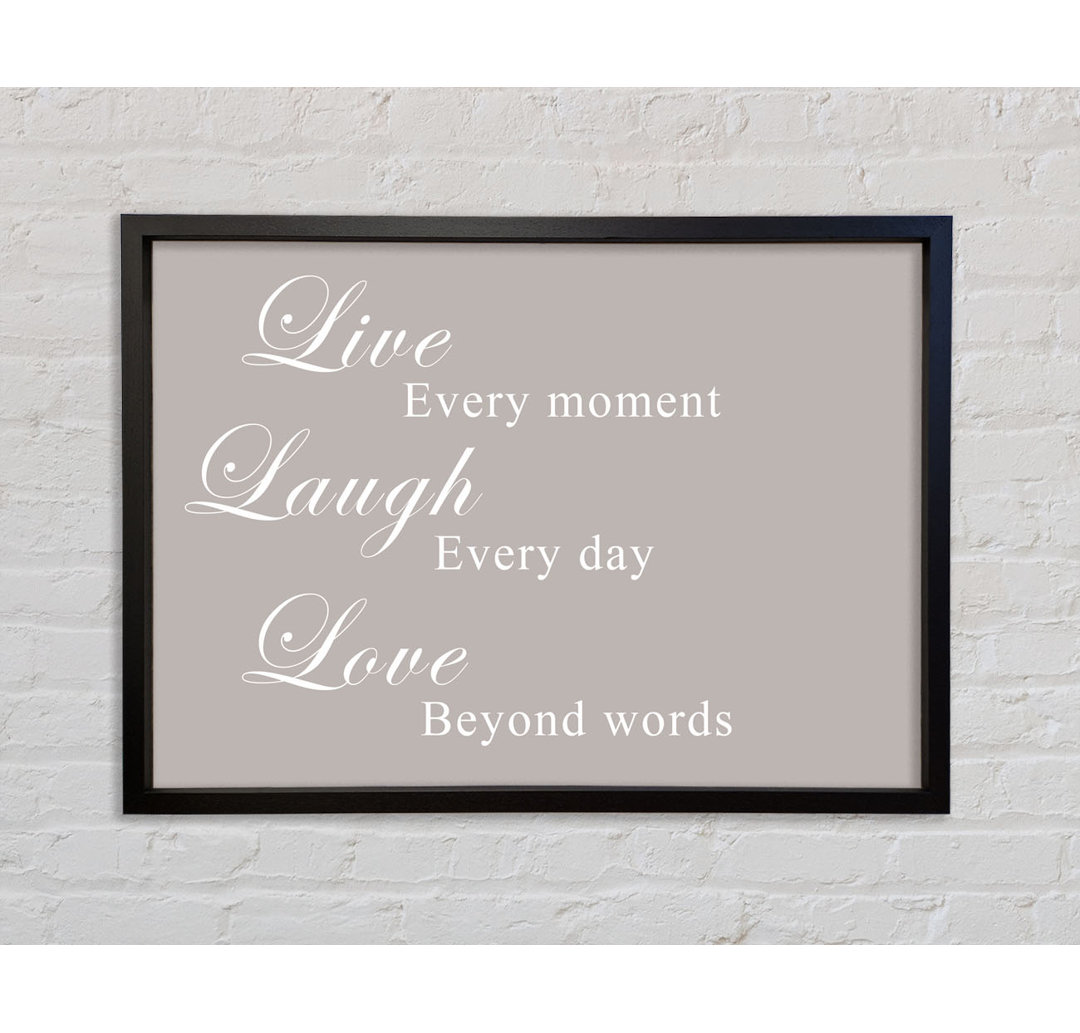 Love Quote Live Laugh Love - Single Picture Frame Typography on Canvas