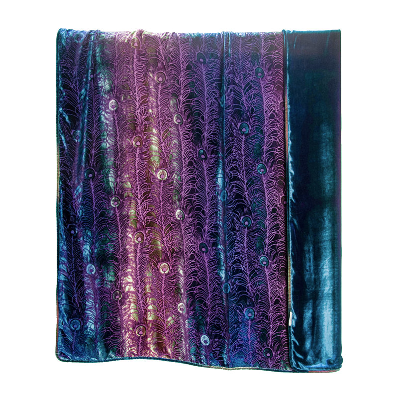 Peacock Feather Throw, 74" L x 52" W, Peacock