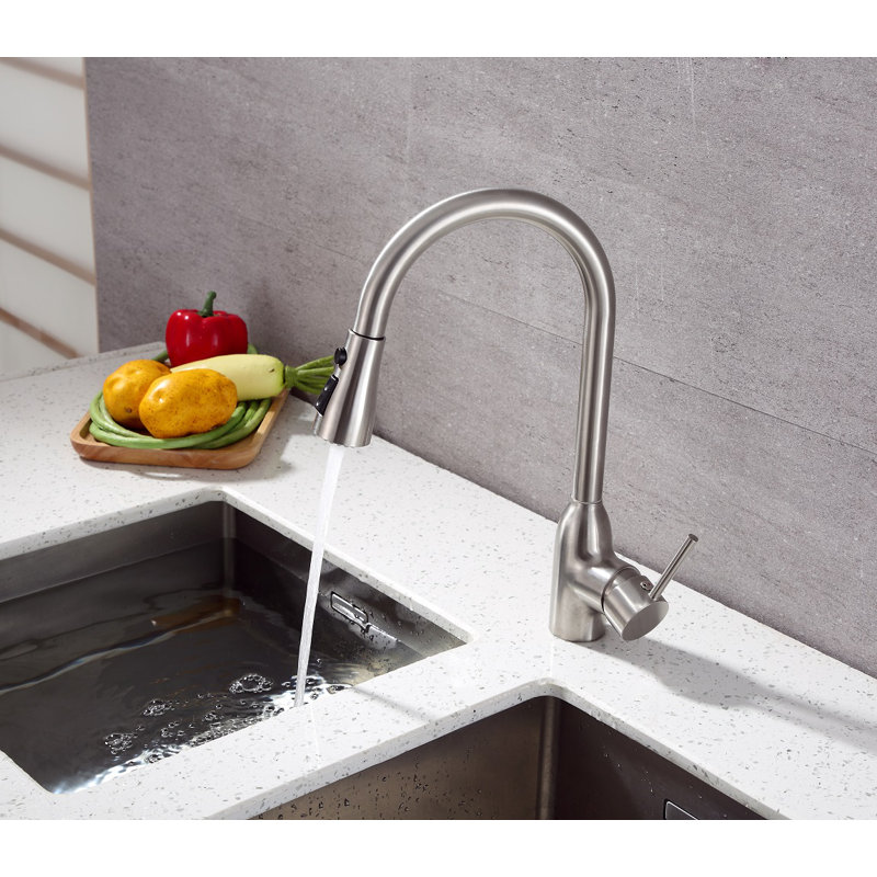 RunFine Group Pull Down Kitchen Faucet, Brushed Nickel