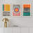 Abstract Vibrant Color Blocks " Mid-Century Multicolor Color Block Shape Abstract Geometric " 3 - Pieces-75849582-75849584