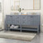 Meuble-lavabo 73 po avec comptoir en marbre et deux lavabos en céramique, 4 portes, 4 tiroirs-1122193569