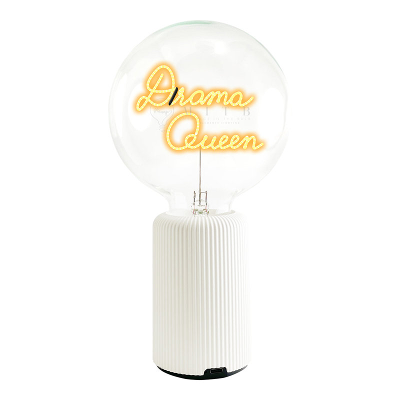 Ampoule lampe de table DRAM QUEEN ambre avec base PORTABLE Pop Nomad, Blanc, H 19 po x l 4,92 po x P 13 po