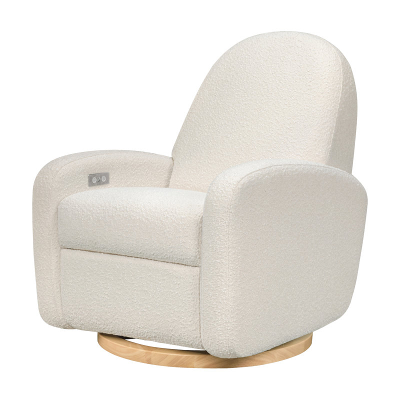 Nami Electronic Recliner and Swivel Glider in Eco-Performance Fabric with USB port, Ivory Boucle