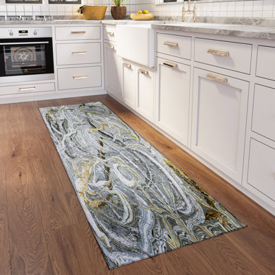 Chenille Washable Abstract Indoor / Outdoor Rug