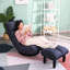 Fauteuil inclinable à dossier réglable, garnissage en lin - Profondeur : 67,2 cm (26,46 po), structure métallique, hauteur du dossier : 89,1 cm (35,09 po)
