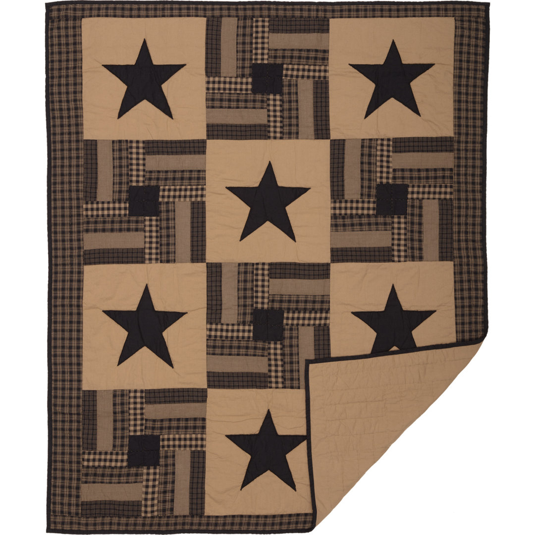 Raven Decor Check Star Quilted Cotton Throw VHC Brands