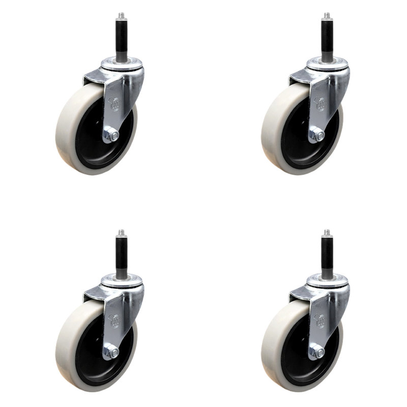 4 Inch Thermoplastic Rubber Wheel 3/4 Inch Expanding Stem Caster Set of 4 SCC/SCC-EX05S410-TPRS-34-4